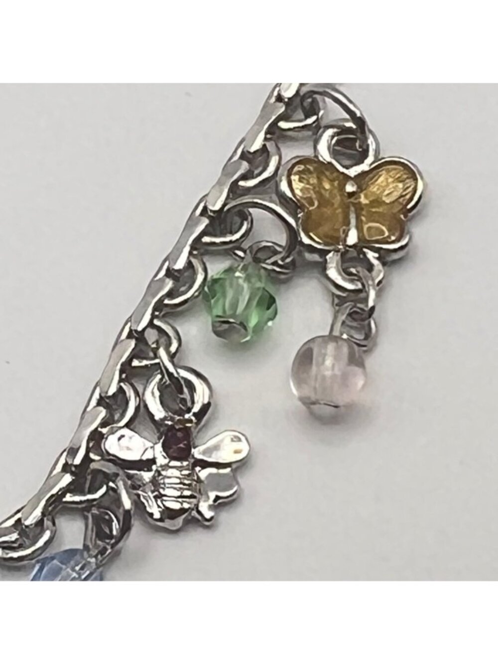 Disney Winnie The Pooh Charm Necklace Bees Butterflies Beads Silver-Tone 16+3" - Picture 6 of 10
